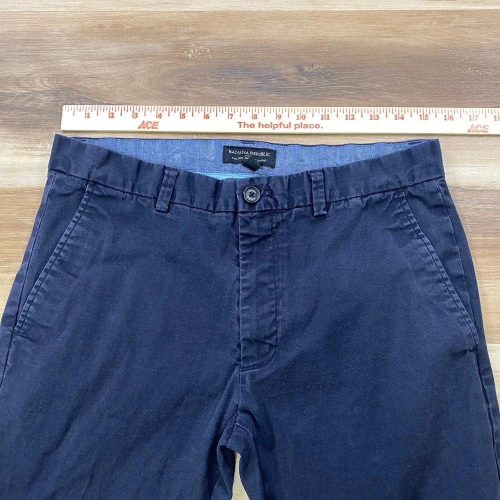 Banana Republic Chino Mens 32x27 Cotton Fulton Skinny Fit Navy Blue Classic
